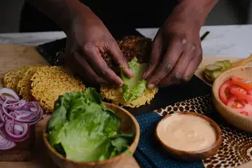 Beef Burger in Noodle Bun