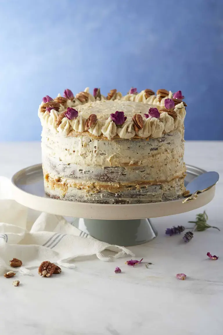 Pecan and vanilla cake