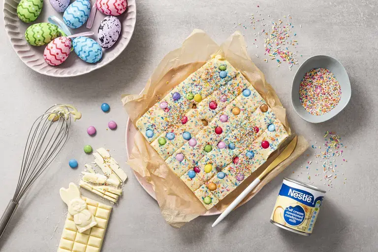 Lemon and White Chocolate Funfetti Easter Fudge