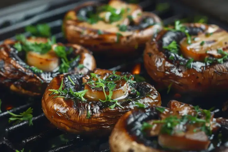 Char-grilled mushroom with pepper sauce