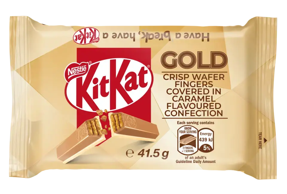 KitKat 4 Finger Caramel Gold Chocolate Bar 41.5g - front