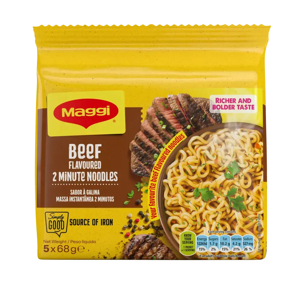MAGGI 2 Minute Noodles - Beef 5x68g - front