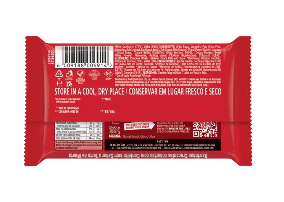 NESTLE KITKAT 4 Finger Mint Tart Chocolate bar 41.5g