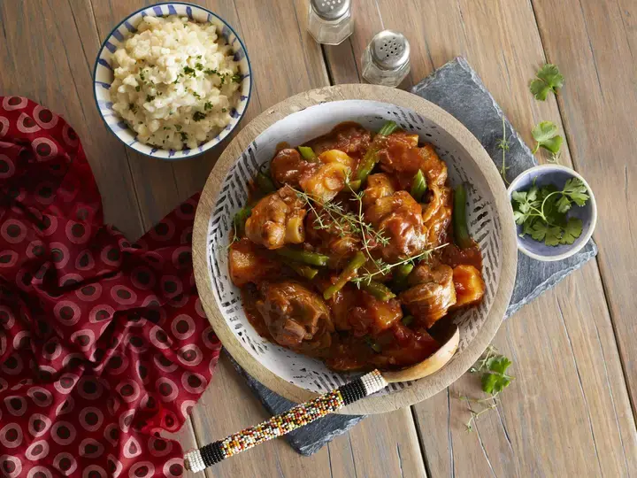 Lamb &amp; Green Bean Bredie with Creamy Parmesan Samp