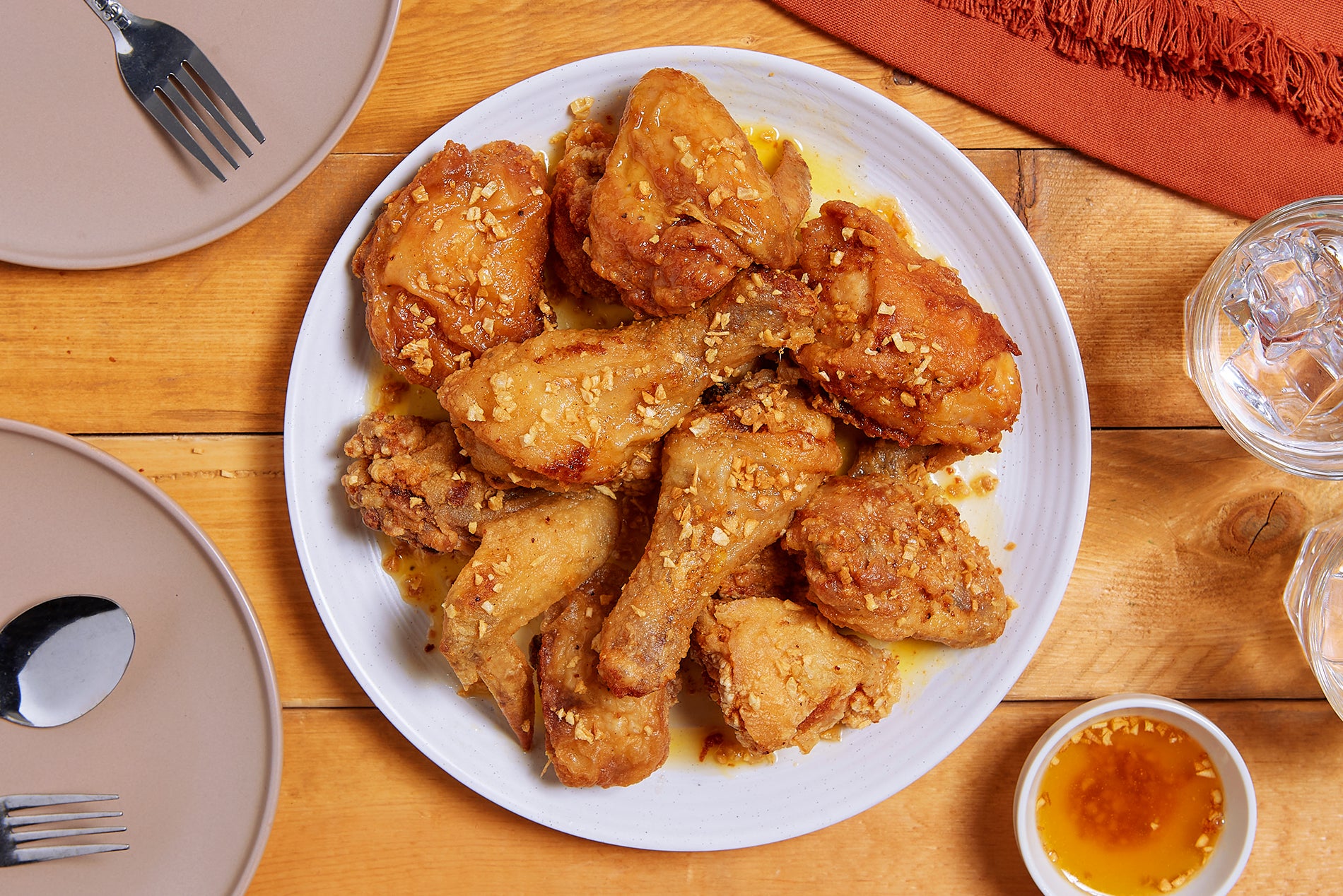 Garlic and Butter Fried Chicken Wings