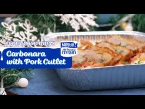 Preview image for the external video "Creamy Carbonara with Pork Cutlet".