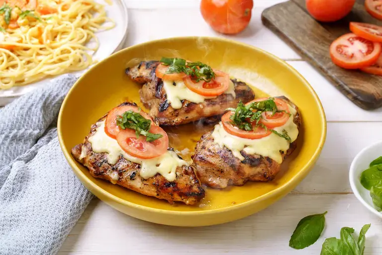 Grilled Chicken with Tomato and Cheese