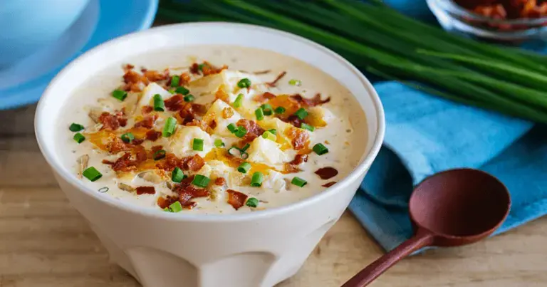 creamy baked potato soup bowl