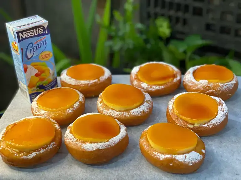 Creamy Leche Flan Filled Doughnuts