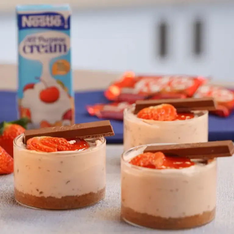 Kitkat Strawberry Cheesecake Cups