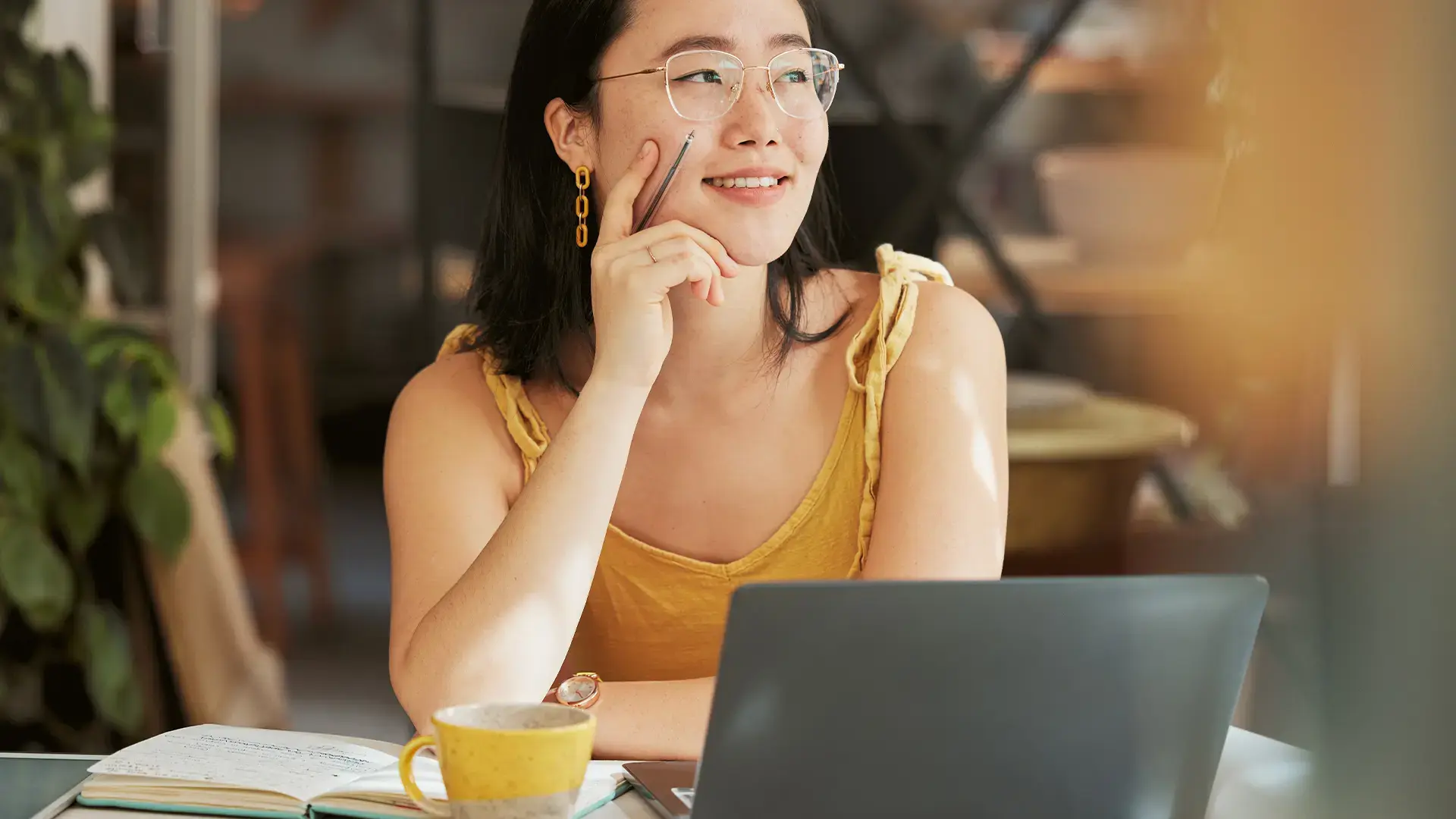 Startup,-Asian-or-business-woman-thinking-in-office