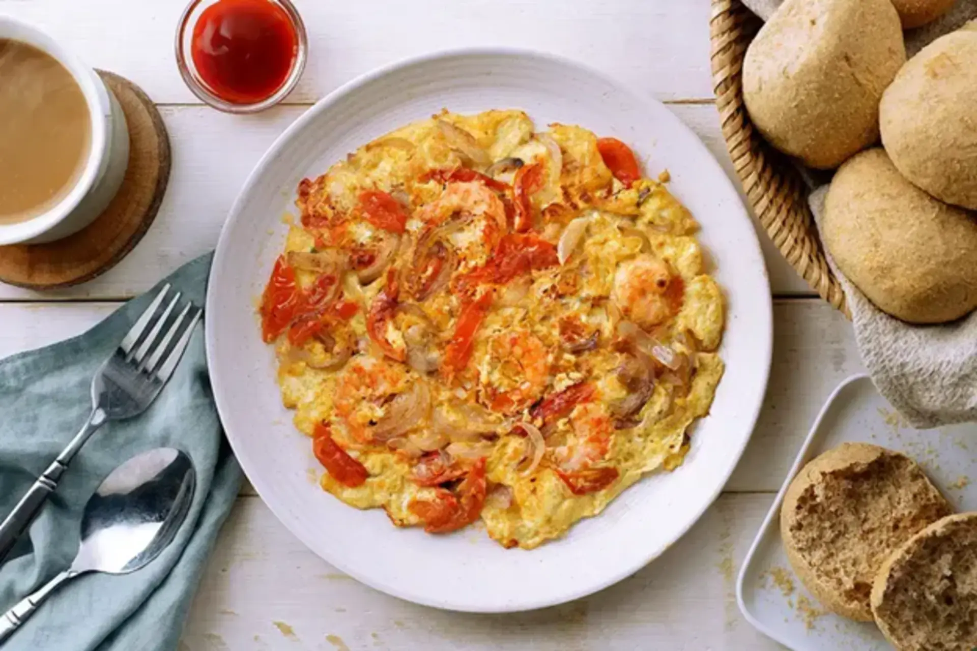 Healthy Staple: Tortang Sibuyas, Kamatis at Hipon