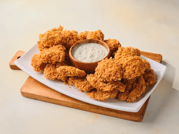 Corn Flake Crusted Chicken Nuggets with Creamy Ranch Dressing