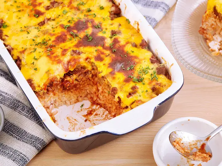 Creamy Chili Con Rice Bake