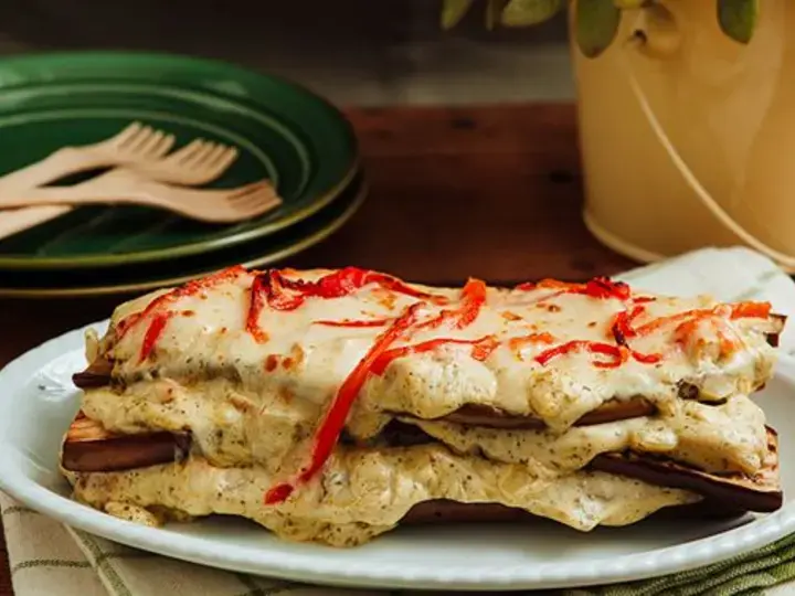 Eggciting Pesto Eggplant Lasagna