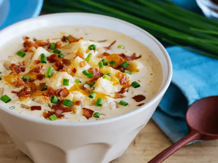 creamy baked potato soup bowl