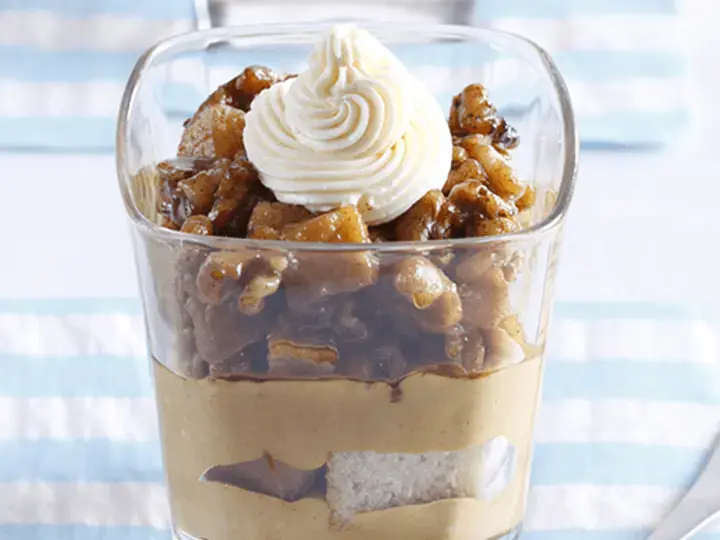 Caramel Apple Trifle in a glass bowl